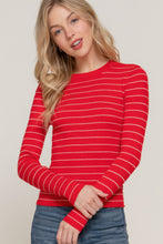 Load image into Gallery viewer, Long slv crew neck stripe sweater