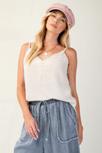 Load image into Gallery viewer, Laced textured poly woven camisole