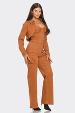Load image into Gallery viewer, Crop Jacket 3pcs Set