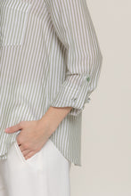 Load image into Gallery viewer, Long Slv Split Round Neck Stripe Woven Shirt