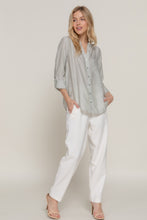 Load image into Gallery viewer, Long Slv Split Round Neck Stripe Woven Shirt