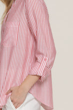 Load image into Gallery viewer, Long Slv Split Round Neck Stripe Woven Shirt
