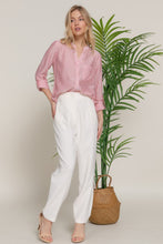 Load image into Gallery viewer, Long Slv Split Round Neck Stripe Woven Shirt