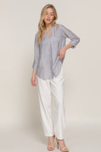 Load image into Gallery viewer, Long Slv Split Round Neck Stripe Woven Shirt