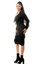 Load image into Gallery viewer, Knit Long Sleeve Fringe Dress