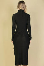 Load image into Gallery viewer, Sweater-knit Fuzzy Turtle Neck Split Thigh Dress