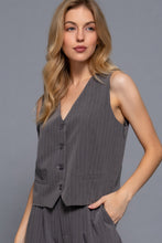 Load image into Gallery viewer, V-neckline Pin Stripe Woven Vest