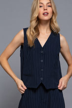 Load image into Gallery viewer, V-neckline Pin Stripe Woven Vest