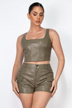 Load image into Gallery viewer, Faux Leather Square Zippered Crop Top