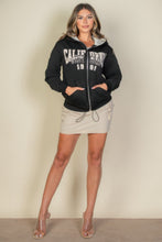 Load image into Gallery viewer, Graphic Drop Shoulder Zipper Up Hoodie