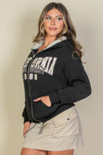 Load image into Gallery viewer, Graphic Drop Shoulder Zipper Up Hoodie