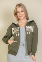 Load image into Gallery viewer, Graphic Drop Shoulder Zipper Up Hoodie