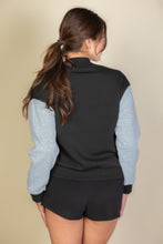 Load image into Gallery viewer, Letter Patched Striped Trim Varsity Jacket