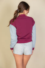 Load image into Gallery viewer, Letter Patched Striped Trim Varsity Jacket