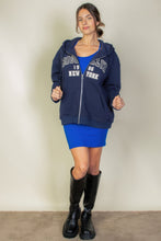 Load image into Gallery viewer, Graphic Drop Shoulder Zipper Up Hoodie