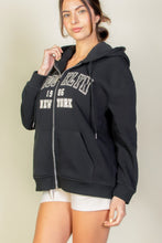 Load image into Gallery viewer, Graphic Drop Shoulder Zipper Up Hoodie