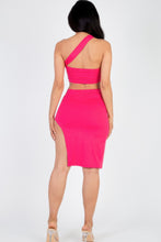 Load image into Gallery viewer, Sexy Solid One Shoulder Crop Top & Split Thigh Midi Skirt Set
