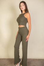 Load image into Gallery viewer, Ribbed Cropped Top And Bootcut Pants Sets
