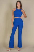 Load image into Gallery viewer, Ribbed Cropped Top And Bootcut Pants Sets