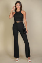 Load image into Gallery viewer, Ribbed Cropped Top And Bootcut Pants Sets
