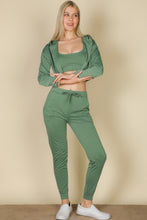 Load image into Gallery viewer, French Terry Cropped Cami With Zip-up Jacket And Joggers Set