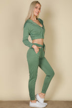 Load image into Gallery viewer, French Terry Cropped Cami With Zip-up Jacket And Joggers Set