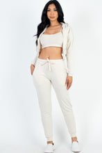 Load image into Gallery viewer, French Terry Cropped Cami With Zip-up Jacket And Joggers Set