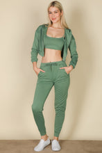 Load image into Gallery viewer, French Terry Cropped Cami With Zip-up Jacket And Joggers Set