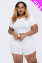 Load image into Gallery viewer, Plus Size Short Sleeve Crop Top & Shorts Set