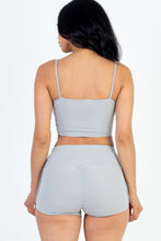 Load image into Gallery viewer, Ribbed Cami Crop Top & Ruched Shorts Set