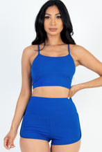 Load image into Gallery viewer, Ribbed Cami Crop Top & Ruched Shorts Set