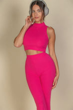 Load image into Gallery viewer, Ribbed Mock Neck Crop Tank Top & Bootcut Pants Set