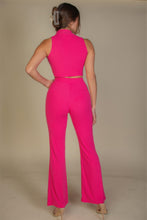 Load image into Gallery viewer, Ribbed Mock Neck Crop Tank Top & Bootcut Pants Set