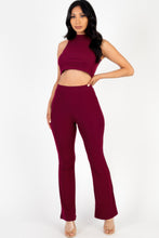 Load image into Gallery viewer, Ribbed Mock Neck Crop Tank Top & Bootcut Pants Set