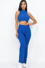 Load image into Gallery viewer, Ribbed Mock Neck Crop Tank Top & Bootcut Pants Set