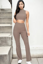 Load image into Gallery viewer, Ribbed Mock Neck Crop Tank Top & Bootcut Pants Set