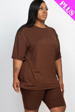 Load image into Gallery viewer, Plus Size Loose Fit Top & Biker Shorts Set