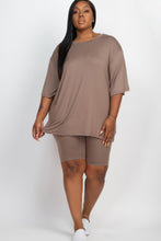 Load image into Gallery viewer, Plus Size Loose Fit Top & Biker Shorts Set