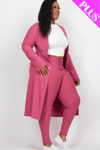 Load image into Gallery viewer, Plus Size Ribbed Long Cardigan & Leggings Set