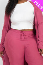 Load image into Gallery viewer, Plus Size Ribbed Long Cardigan & Leggings Set