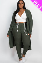 Load image into Gallery viewer, Plus Size Ribbed Long Cardigan & Leggings Set