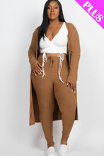 Load image into Gallery viewer, Plus Size Ribbed Long Cardigan & Leggings Set