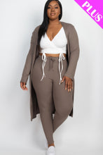 Load image into Gallery viewer, Plus Size Ribbed Long Cardigan & Leggings Set