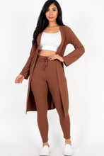 Load image into Gallery viewer, Ribbed Long Cardigan & Leggings Set