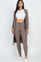 Load image into Gallery viewer, Ribbed Long Cardigan & Leggings Set