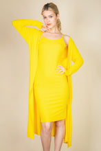 Load image into Gallery viewer, Ribbed Cardigan & Cami Midi Bodycon Dress
