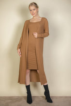 Load image into Gallery viewer, Ribbed Cardigan & Cami Midi Bodycon Dress