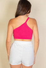 Load image into Gallery viewer, One Shoulder Ribbed Cropped Top