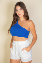 Load image into Gallery viewer, One Shoulder Ribbed Cropped Top