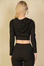 Load image into Gallery viewer, Ribbed Crop Zip Hoodie